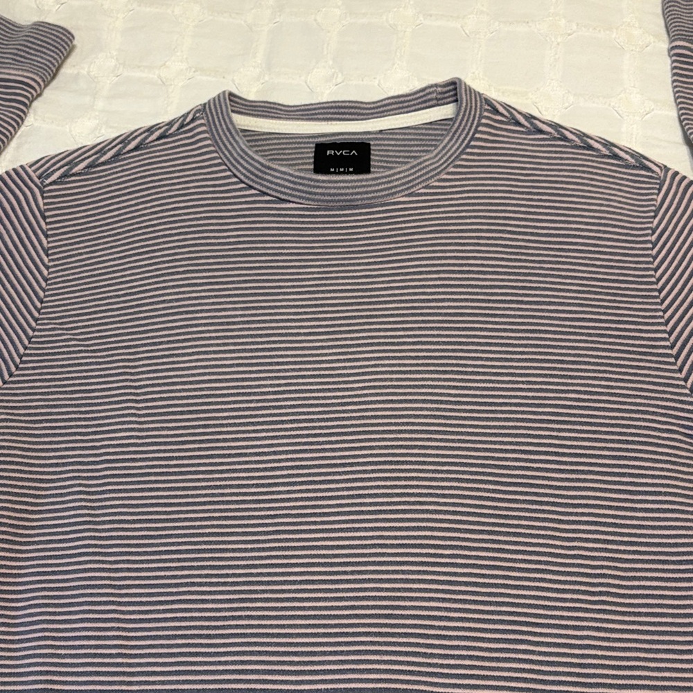 RVCA Men's Long Sleeve Striped Shirt - Black and White